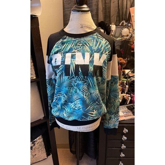 PINK Tropical Fern Crewneck Sweatshirt L - Picture 6 of 6